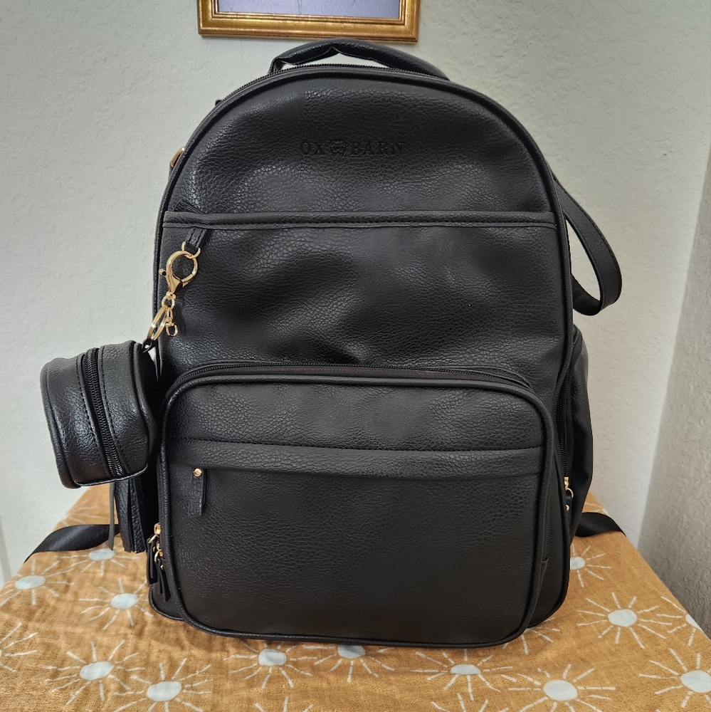 Leather diaper backpack